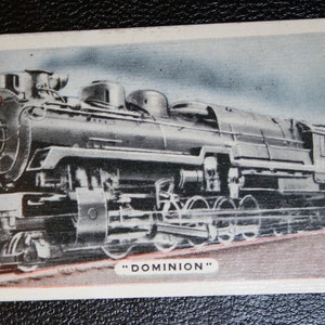 Tarjeta de ferrocarril vintage La tarjeta de dominion Canadian Pacific Steam Train Original de 1930