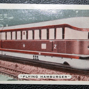 Vintage Railway Card Flying Hamburger German Diesel Express Train Original 1930's Card