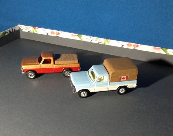 Matchbox Vintage Ford Pickup Trucks 1970s Reimagined Toy Cars Retro Upcycled Unique Childhood Collectable