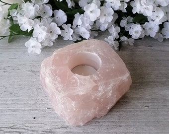 Rose Quartz Tealight Holder | Rose Quartz Candle Holder | Crystal Gifts | Healing Crystals | Raw Rose Quartz | Quartz Gifts | Quartz Candle