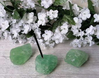 Small Green Fluorite Incense Holders | Raw Green Fluorite | Healing Crystals | Crystal Gifts |  | Natural Incense Holder | Fluorite Gifts