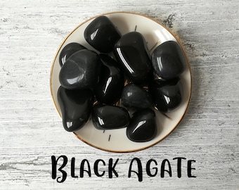 Black Agate Tumbled Stone | Tumbled Stones | Tumblestone | Tumbled Gemstone | Healing Crystals | Crystal Tumblestones | Protective Crystals