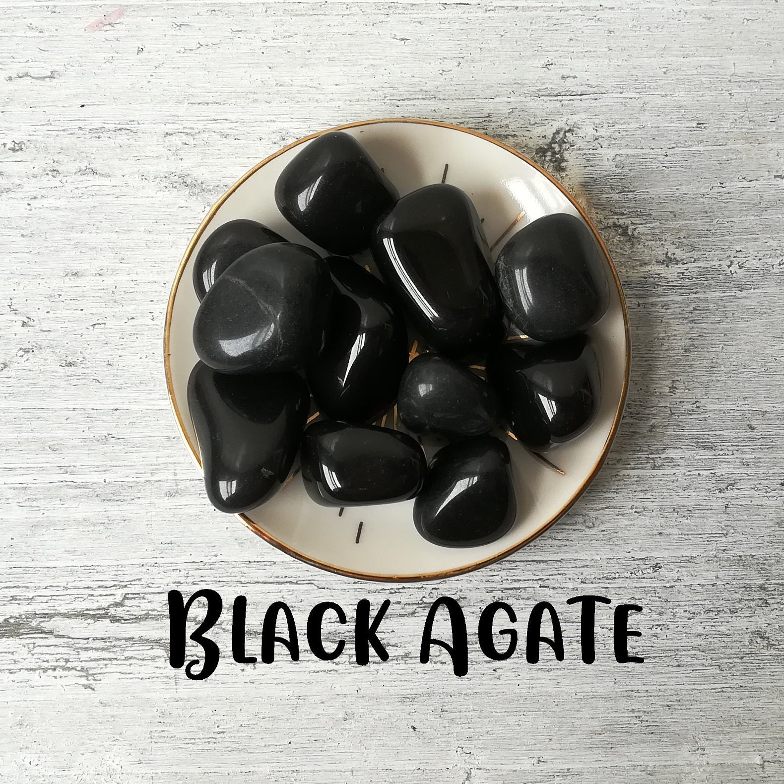 Black Agate Tumbled Stone Tumbled Stones Tumblestone Tumbled