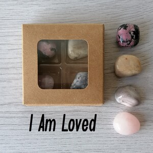 Affirmation Crystals - I Am Loved | Affirmation Love Crystals | Tumblestone Selection Box | Crystal Gifts | Tumblestone Gifts | Love Stones