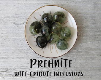 Prehnite with Epidote Inclusions Tumbled Stones | Tumblestone | Tumbled Gemstone | Healing Crystals | Crystal Tumblestones | Green Crystals