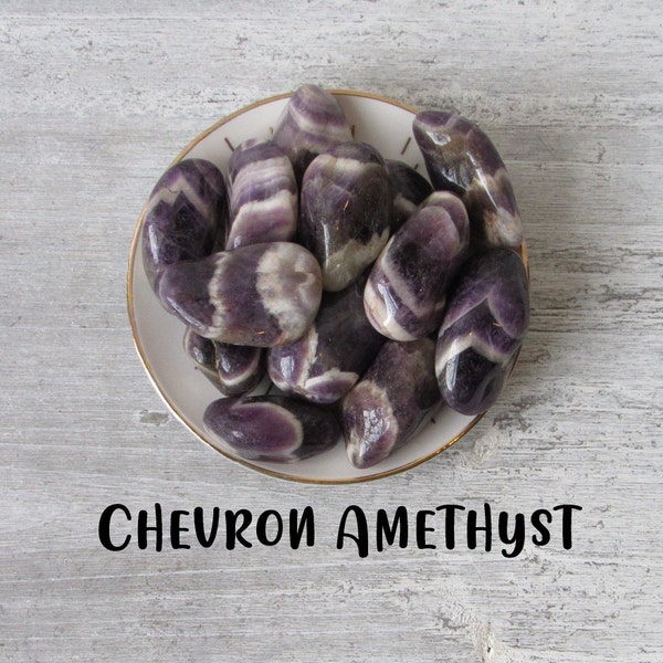 Chevron Amethyst Tumble Stone | Tumbled Crystals | Calming Crystals | Healing Crystals | Crystal Gifts | Tumbled Stones | Powerful Crystals