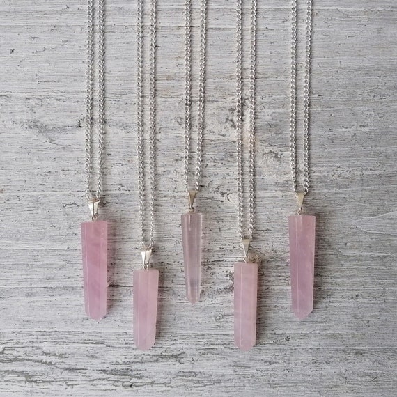 Rose Quartz Necklace Polished Crystal 