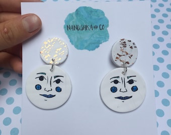 Blue Babe Hand Drawn Dangles