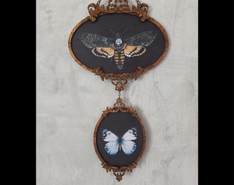 Victorian  Framed Art Print, Butterflies Framed Illustration, Death Moth Wall Art, Framed Butterfly  Illustration, Framed Death Moth