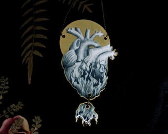 Burning Love Anatomical Heart Necklace, Oblivion Love Necklace, Burning Heart, Oblivion Love Talisman, Love Amulet, Witch Heart, Fire Jewel