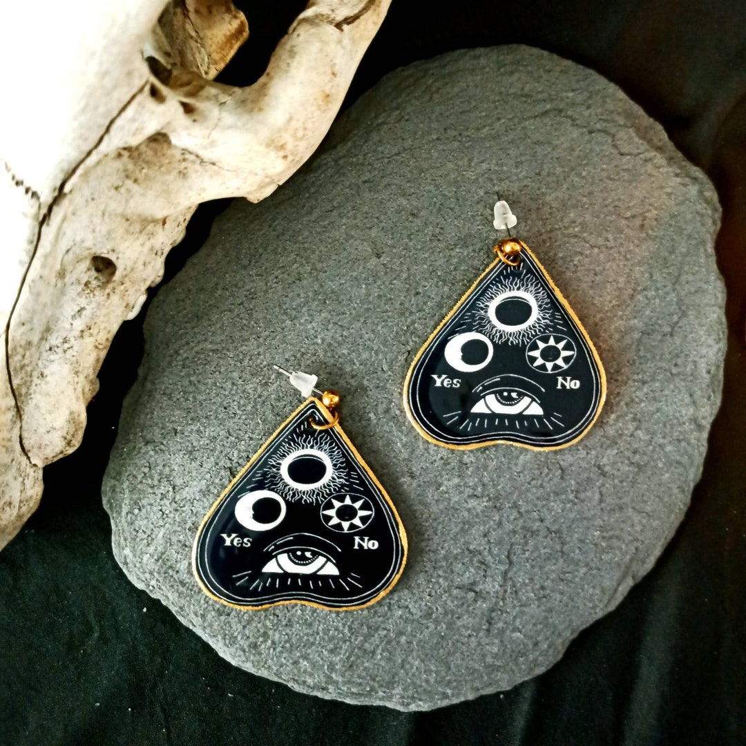 Ouija Board Earrings, Witchcraft Earrings, Halloween Jewelry, Creepy