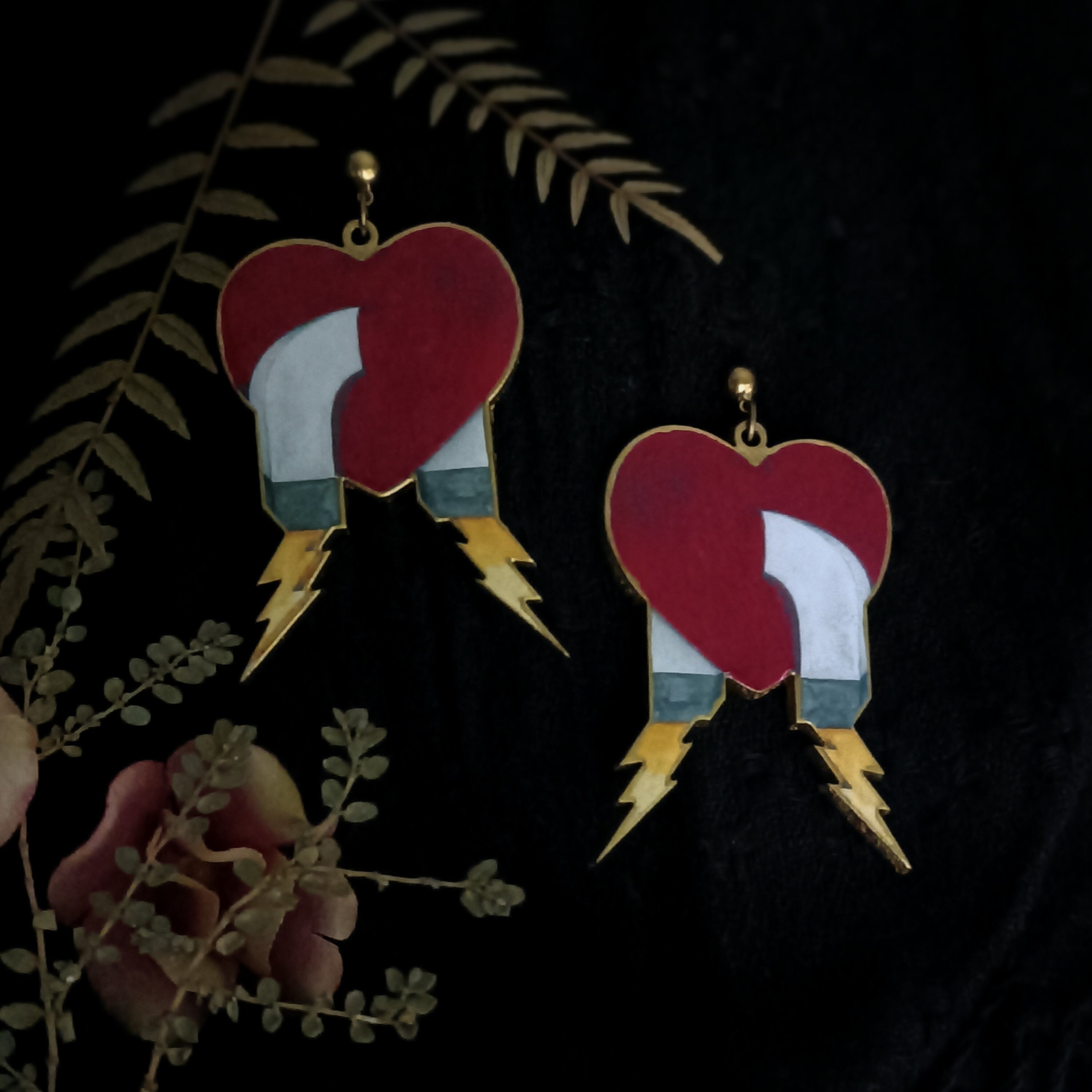 Handmade Victorian Mystic Heart Dangle Earrings by Hello Stranger