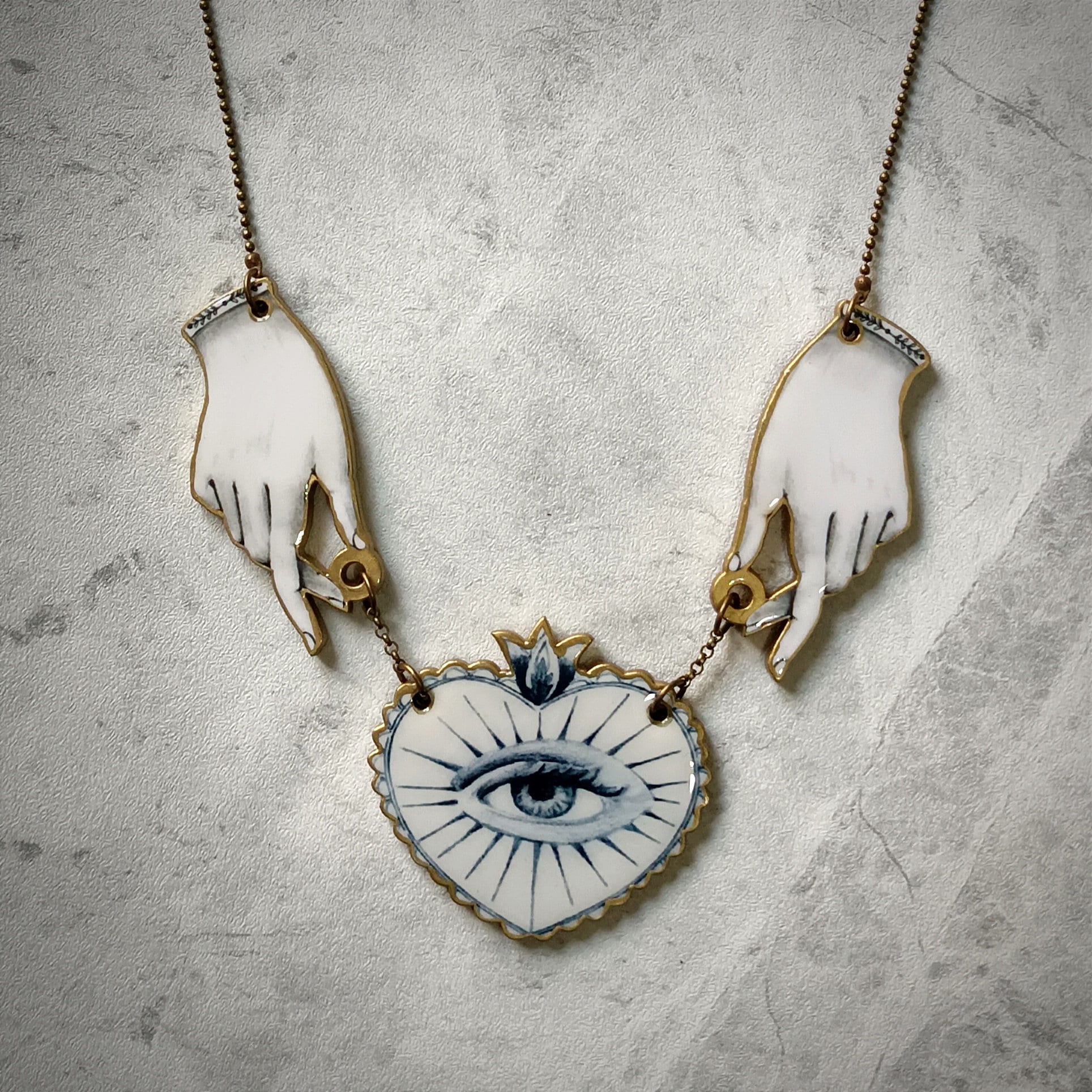 Collar De Ojo Sagrado Collar De Manos Dibujo a Mano Blanco - Etsy Norway
