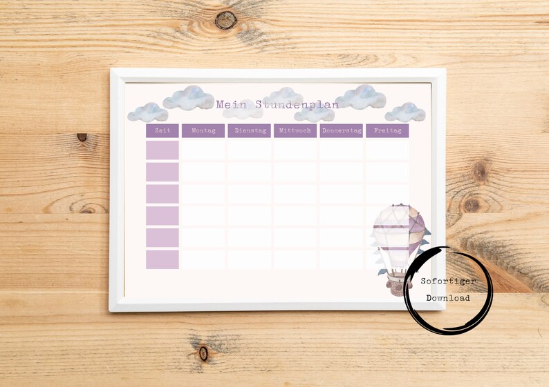 Timetable Download, Digital Download, Timetable, Back to School - Etsy