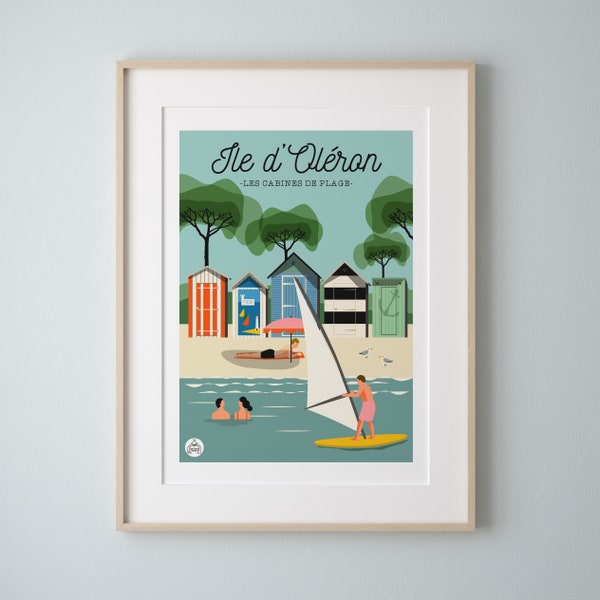 Affiche "ile d'Oléron- Les Cabines De Plage/serie Bain de Mer