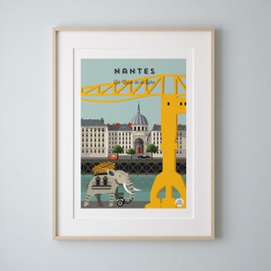 Vintage Nantes Poster 30x40cm - Les Quais de la Loire/serie Douce France