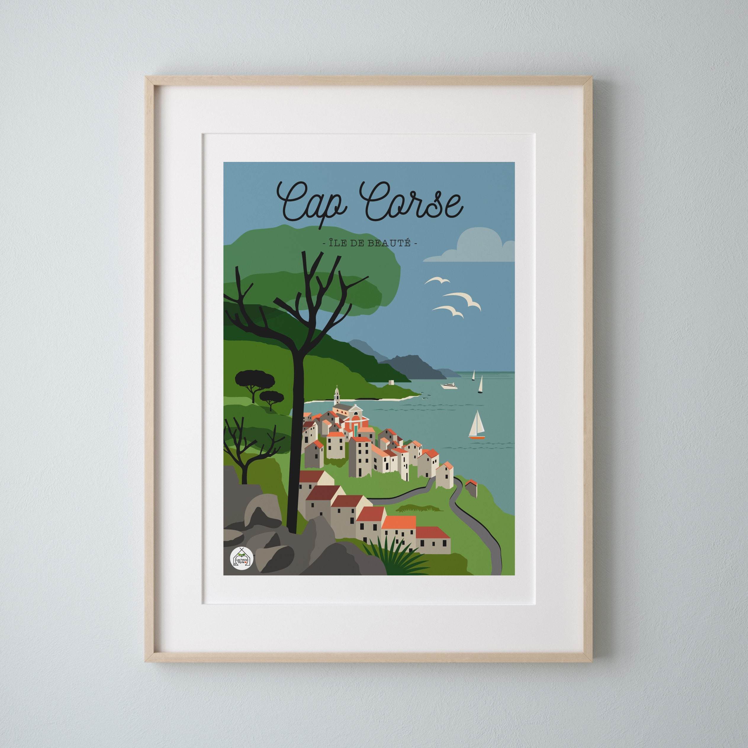 Affiche 30x40cm Cap Corse - Ile de Beauté. Série Bain Mer