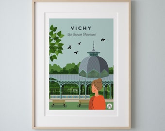 Poster "VICHY" 30x40cm - Les Sources Thermales / Douce France Series