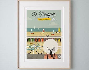 Affiche 30x40cm  "Le Touquet"-Paris-Plage. Série "Bain de Mer"