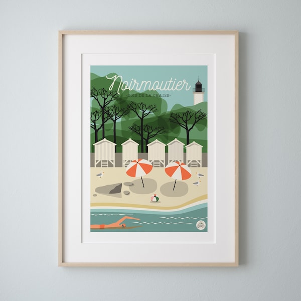 Affiche 30x40cm  "Noirmoutier" Le Bois de la Chaise. Série Bain de Mer