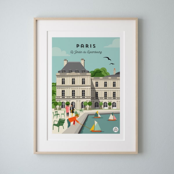 Affiche "PARIS" 30x40cm - Le Jardin du Luxembourg/ serie Douce France