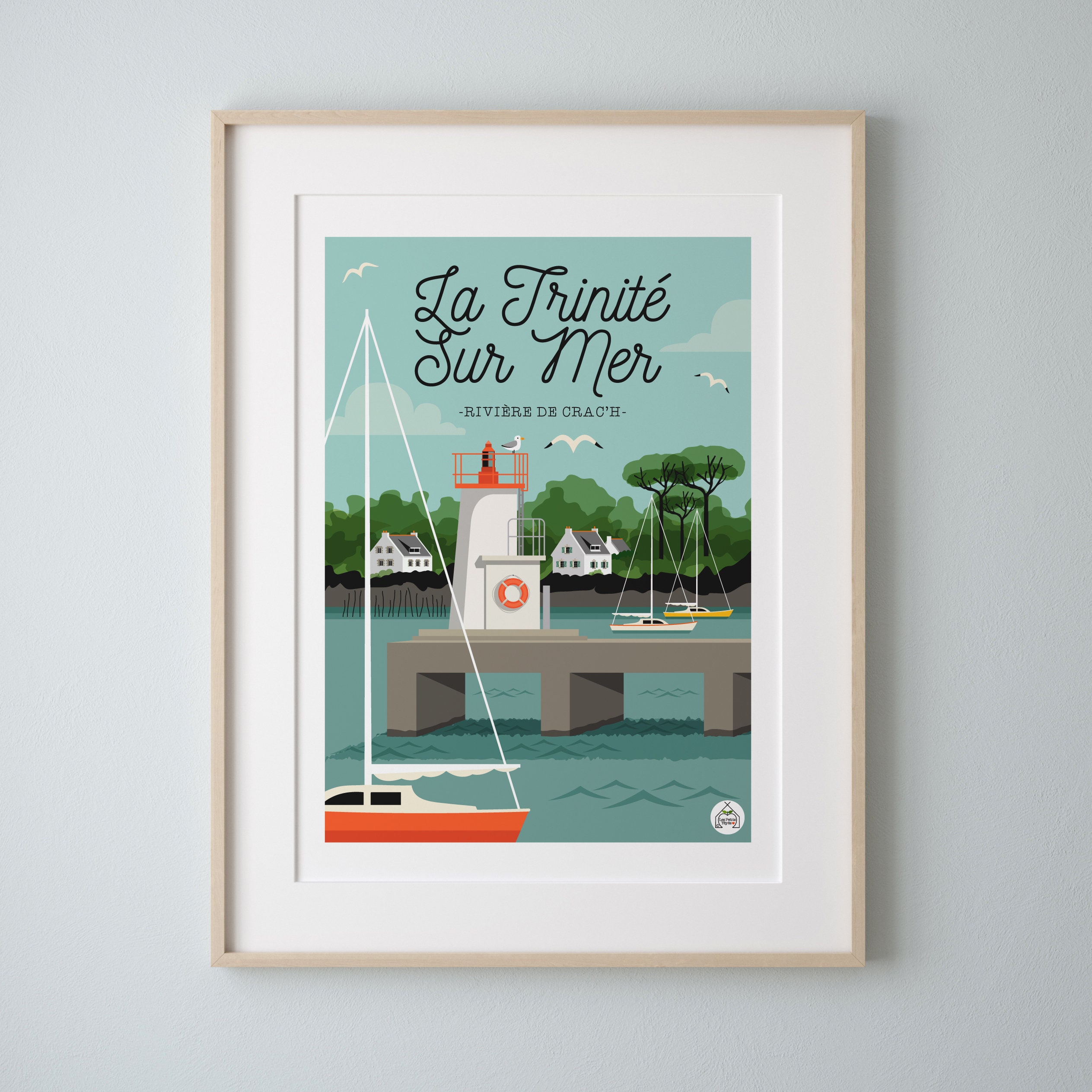 Affiche La Trinite sur Mer Rivière de Crac'h 30x40 - Série Bain Mer