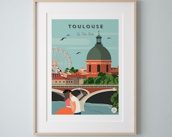 Affiche Toulouse Vintage 30x40cm - La Ville Rose/serie Douce France