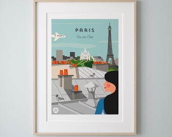 Affiche Paris Vintage 30x40cm - Vue des toits/serie Douce France