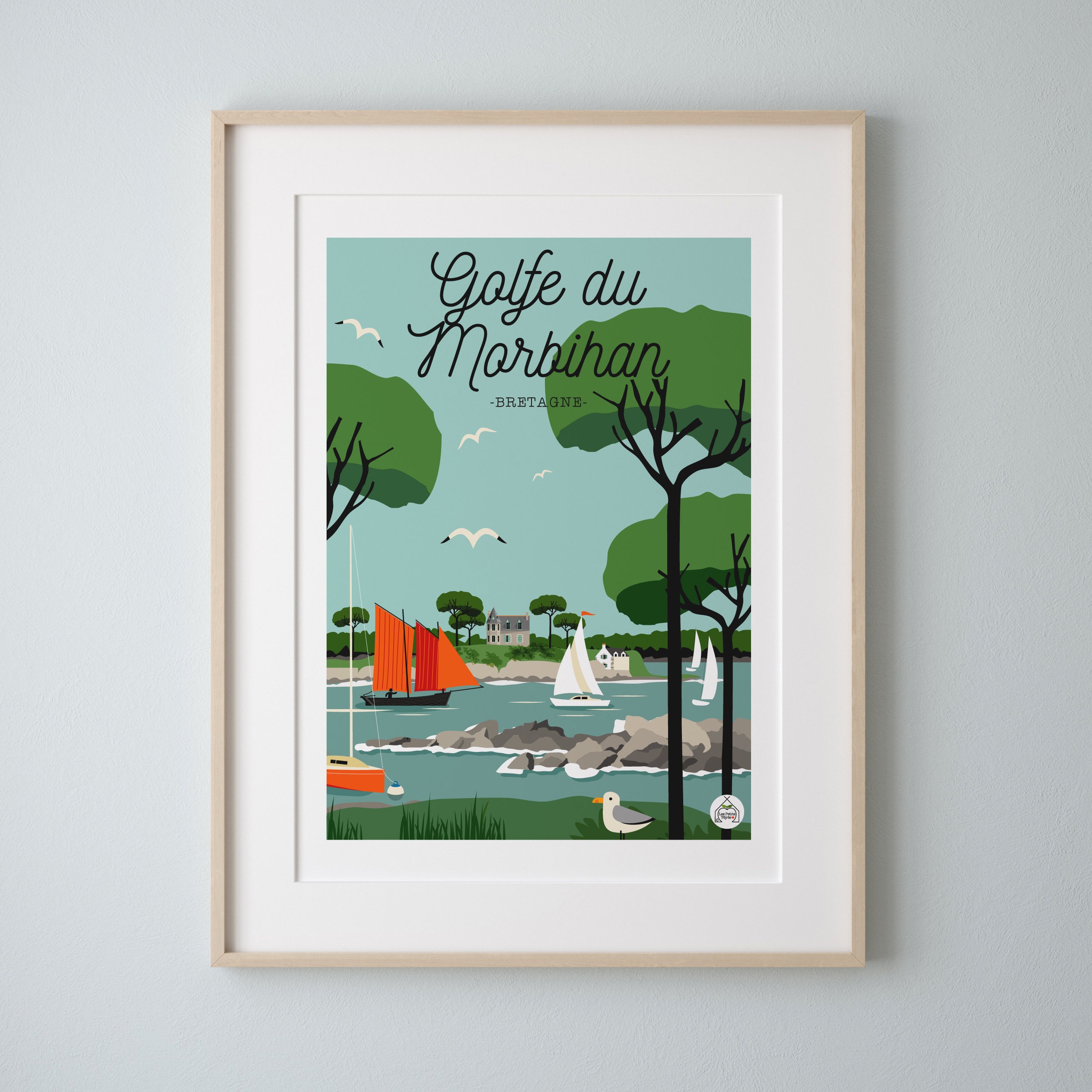 Affiche Golfe Du Morbihan Bretagne 30x40cm. Série Bain de Mer