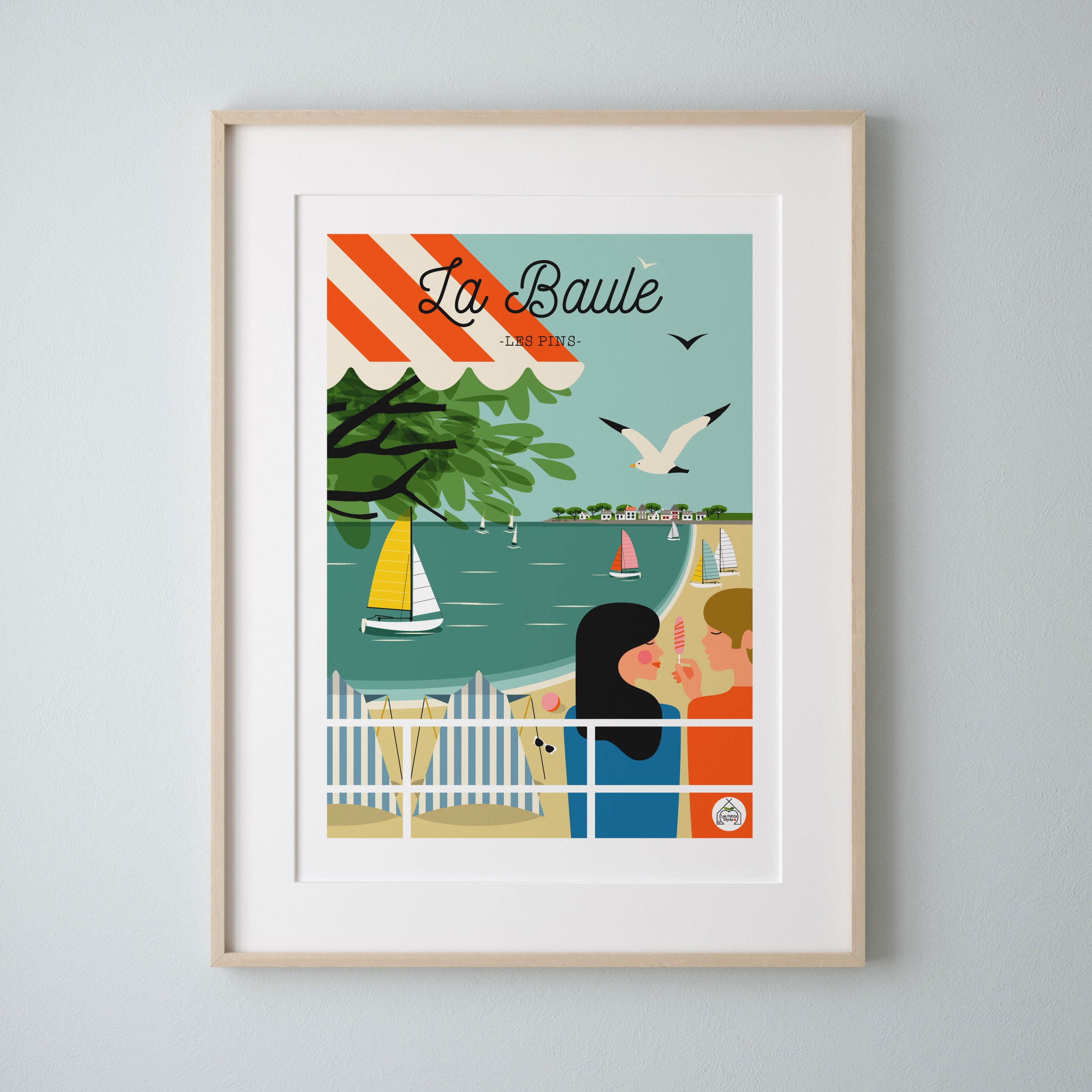 Affiche 30x40cm La BauleLes Pins. Série Bain de Mer