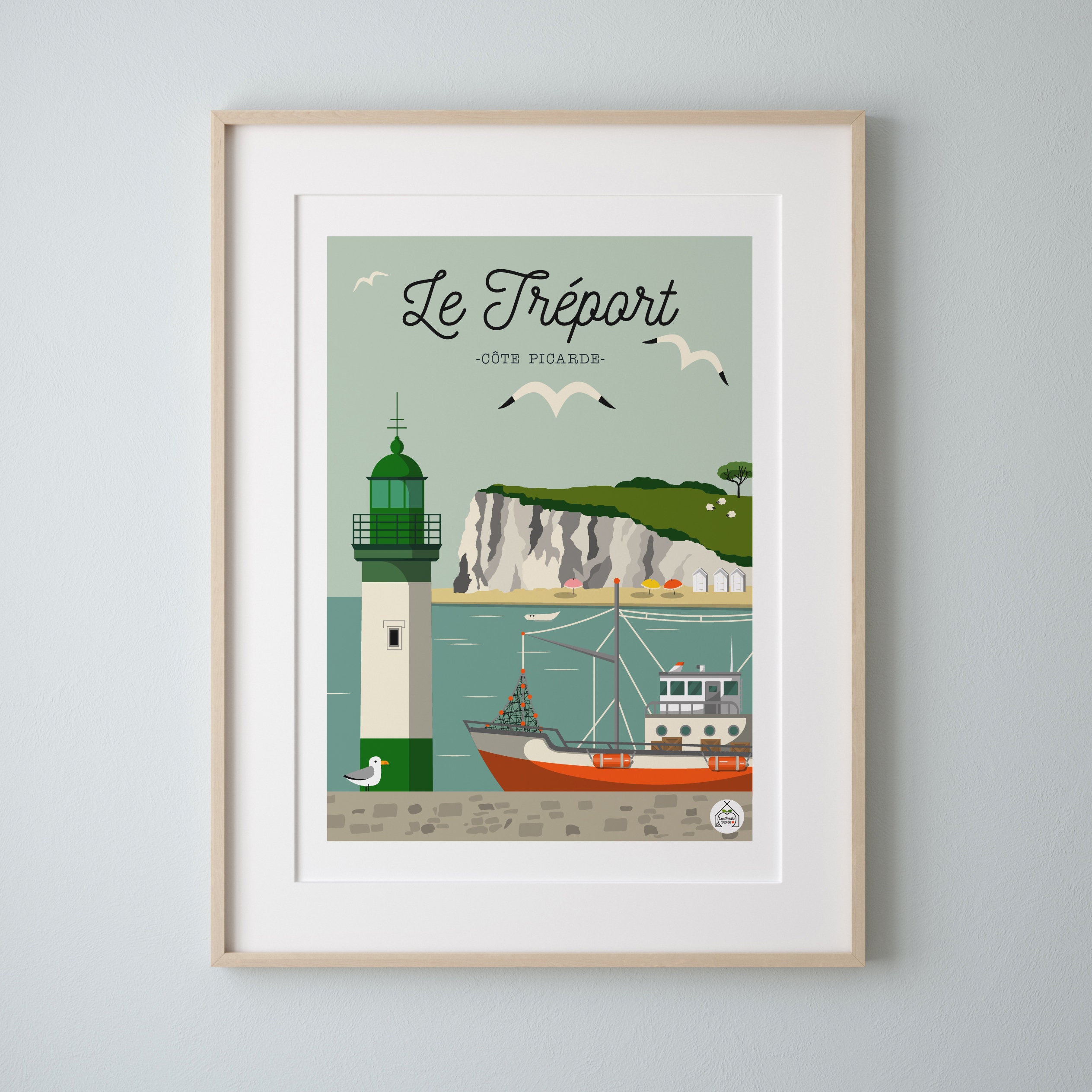 Affiche Le Treport Côte Picarde 30x40cm - Série Bain de Mer