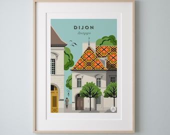 Affiche Dijon Vintage 30x40cm - Bourgogne/serie Douce France