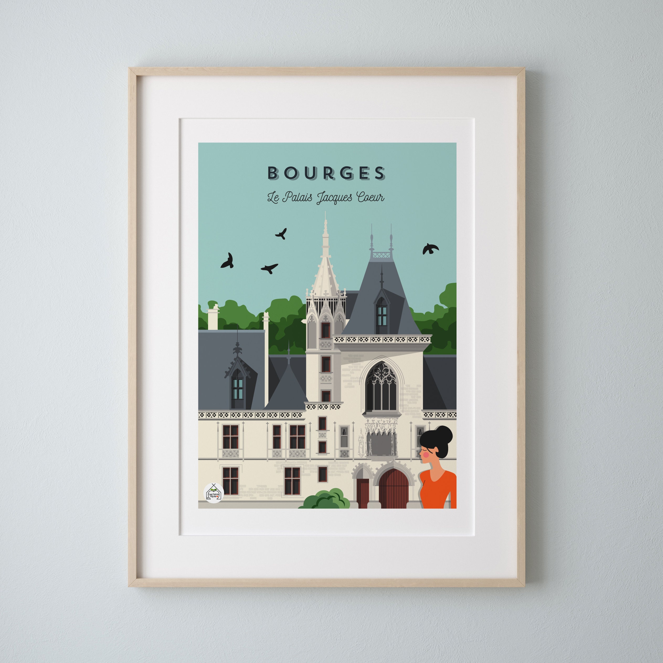 Affiche Bourges Palais Jacques Coeur 30x40cm - Série Douce France