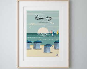 Poster 30x40 cm CABOURG / Parasols. Series "Sea Bathing"