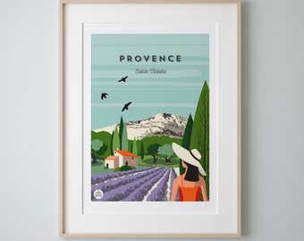 Affiche PROVENCE Vintage 30x40cm - Sainte Victoire/serie Douce France