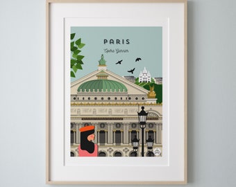 Poster "PARIS" 30x40cm - Opéra Garnier / Douce France Series