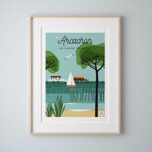 Affiche Déco Vintage Arcachon Cabanes Tchanquées Sur Toile 30x40 Cm - Décoration Murale Moderne