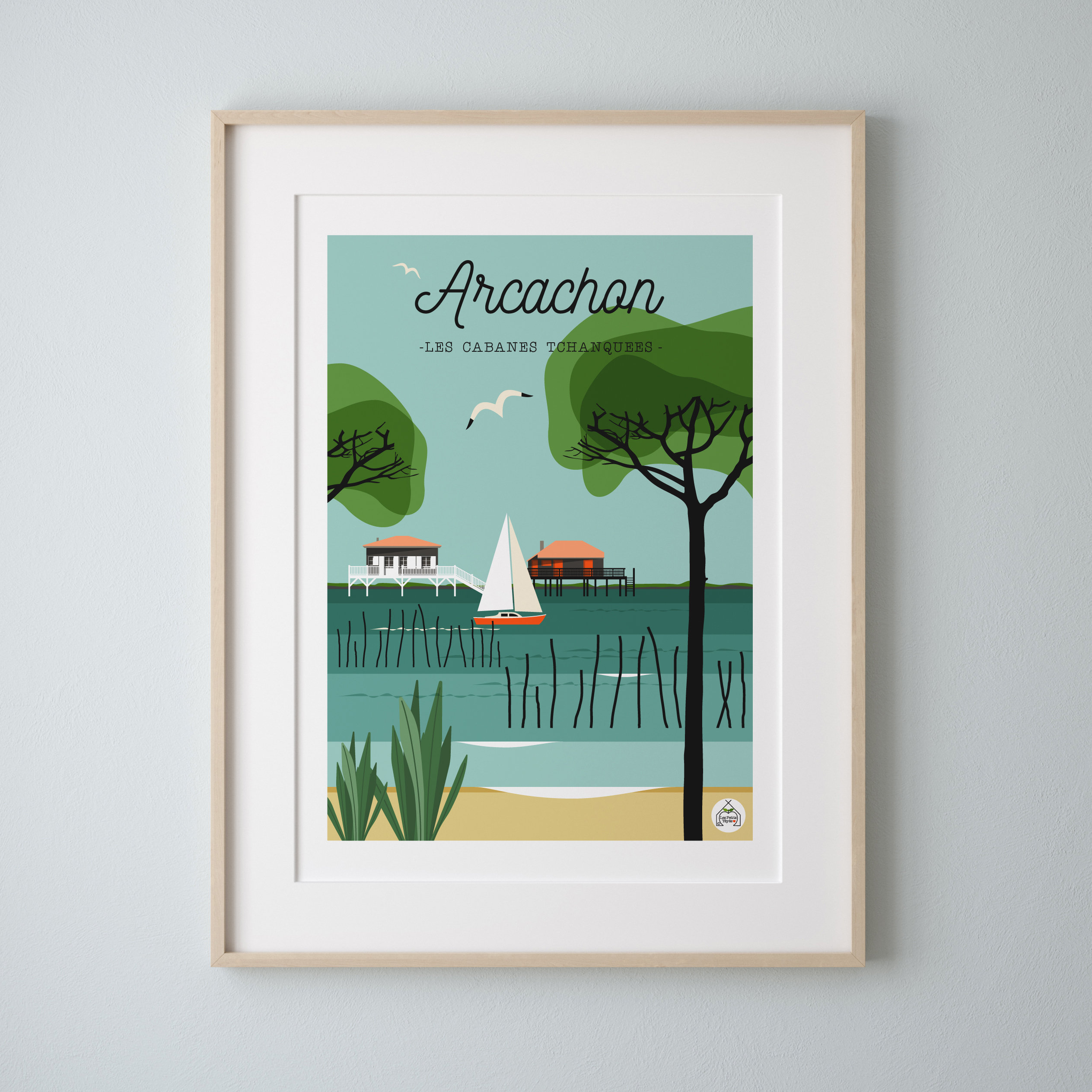 Affiche Arcachon Les Cabanes Tchanquées 30x40cm - Série Bain de Mer