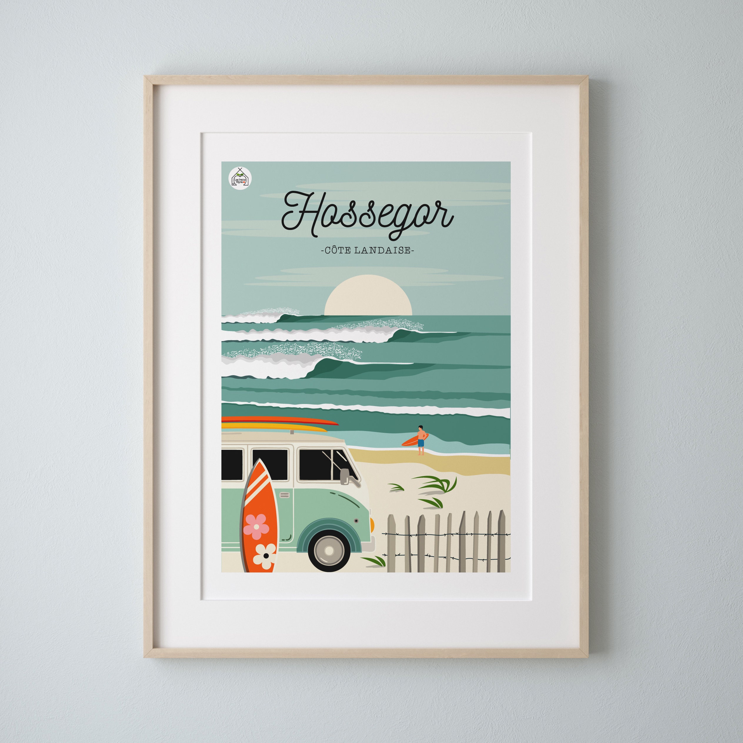 Affiche Hossegor Côte Landaise 30x40cm. Série Bain de Mer