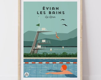 Affiche EVIAN les BAINS - Lac Léman