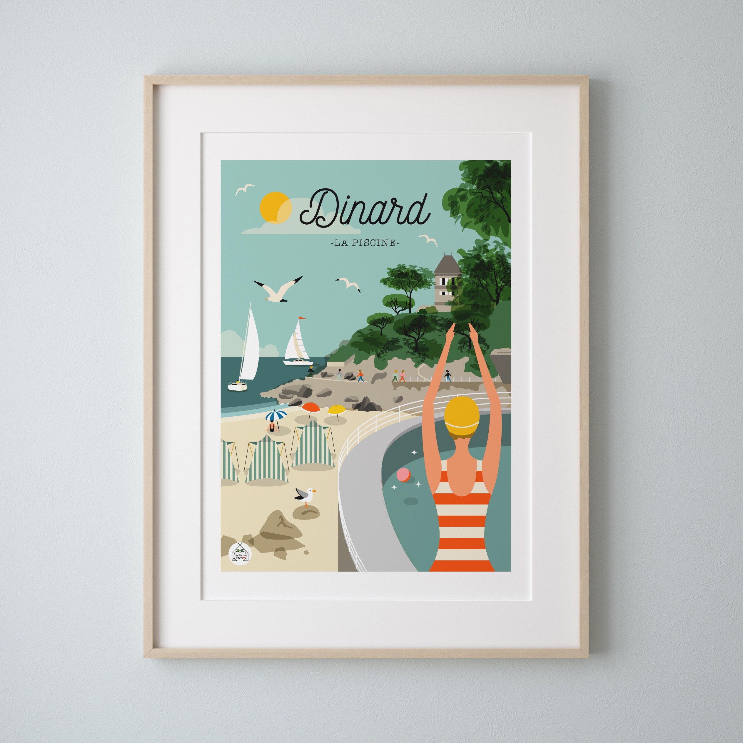 Affiche 30x40cm Dinard La Piscine. Série Bain de Mer