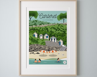 Affiche "CARTERET"  La Potinière 30x40cm- Série Bain de Mer