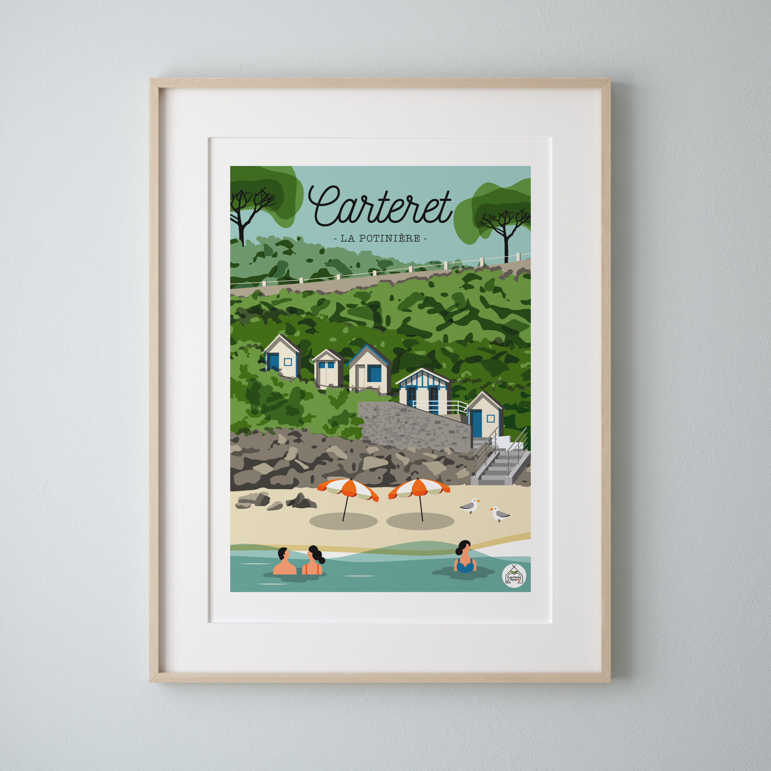 Affiche Carteret La Potinière 30x40cm - Série Bain de Mer