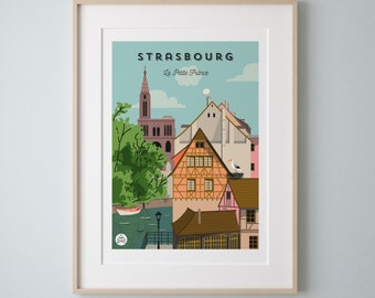 Affiche Strasbourg Vintage 30x40cm - La Petite France/serie Douce France