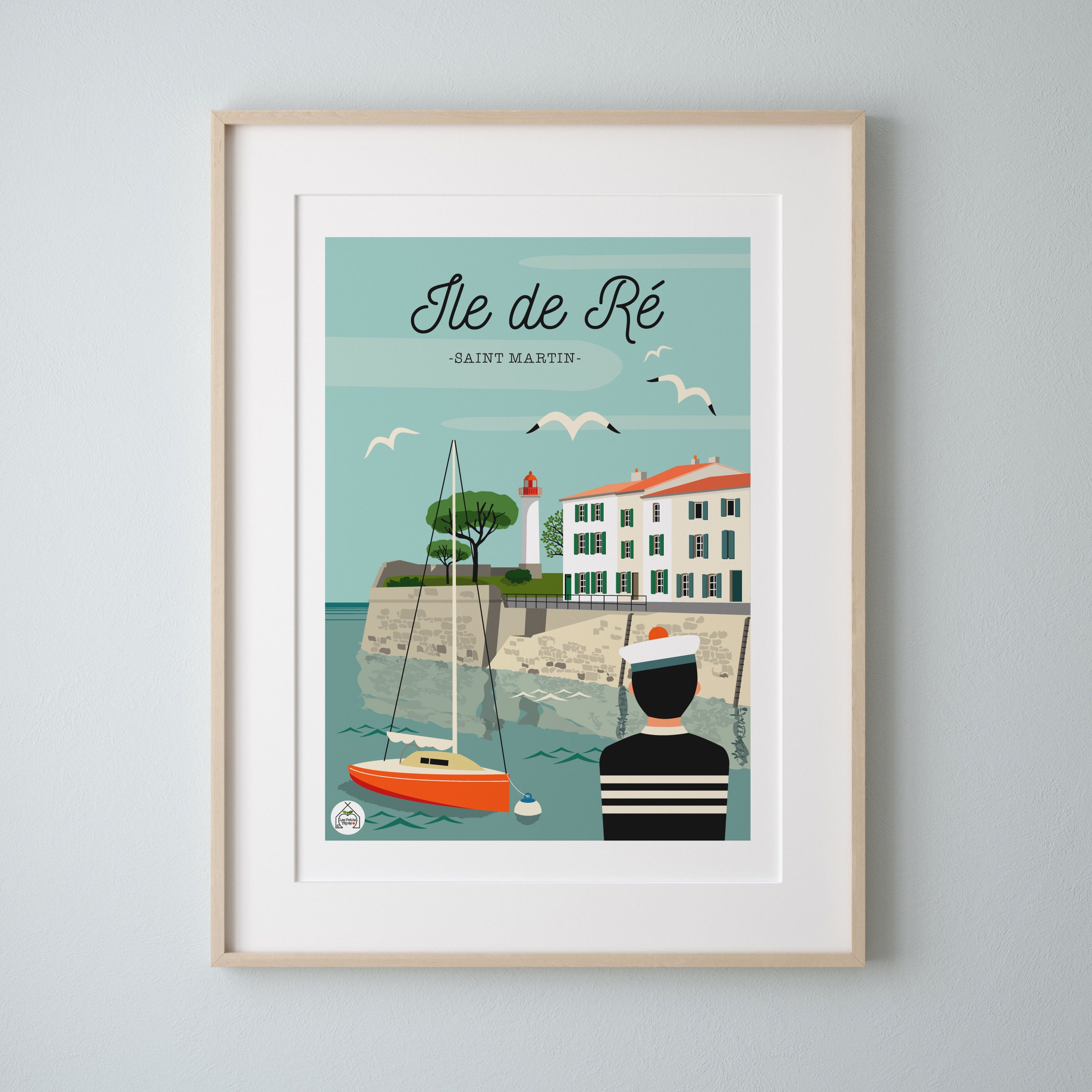 Affiche Ile de Ré-Saint Martin .affiche Vintage 30x40cm Série Bain Mer