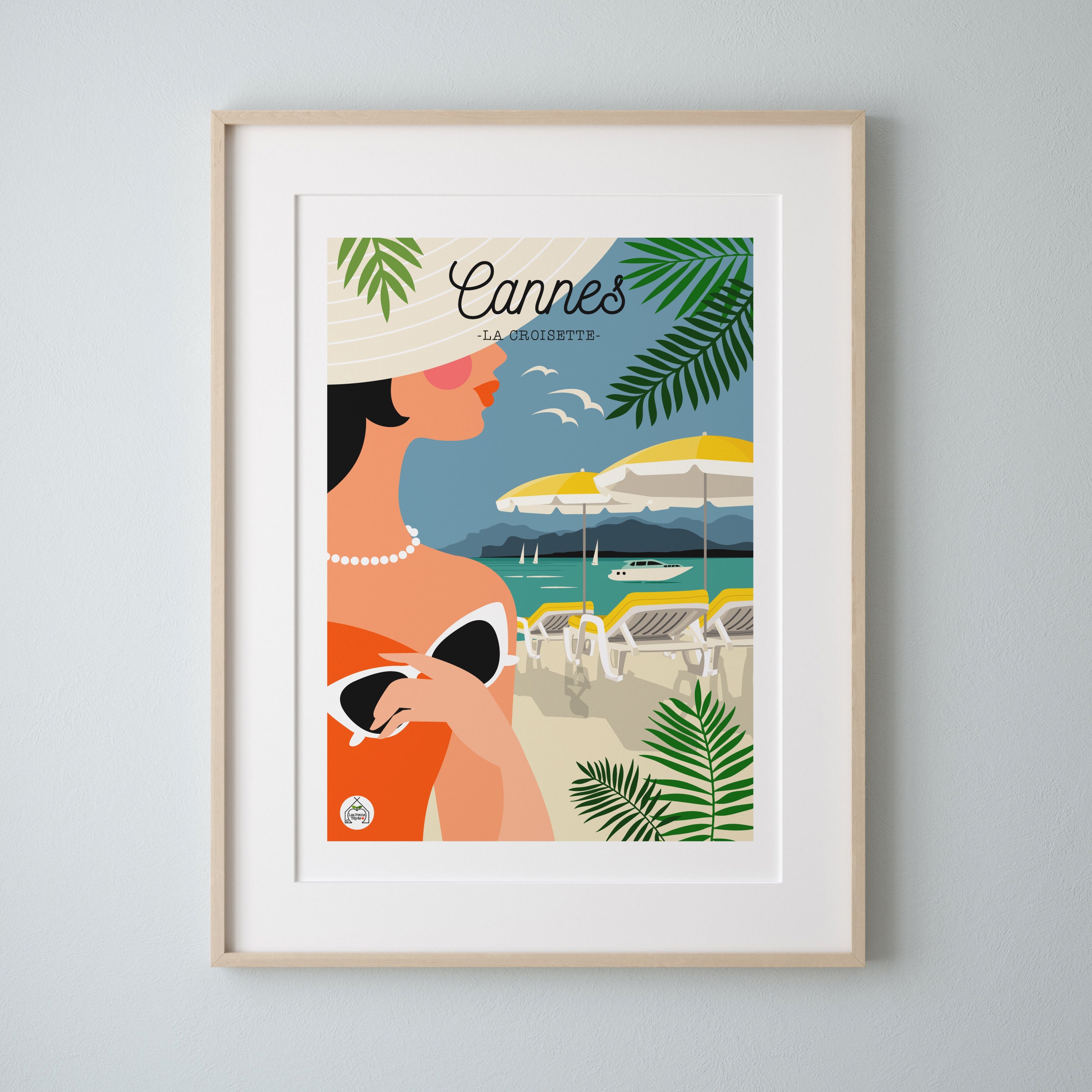 Affiche Vintage Cannes La Croisette 30x40cm. Série Bain de Mer