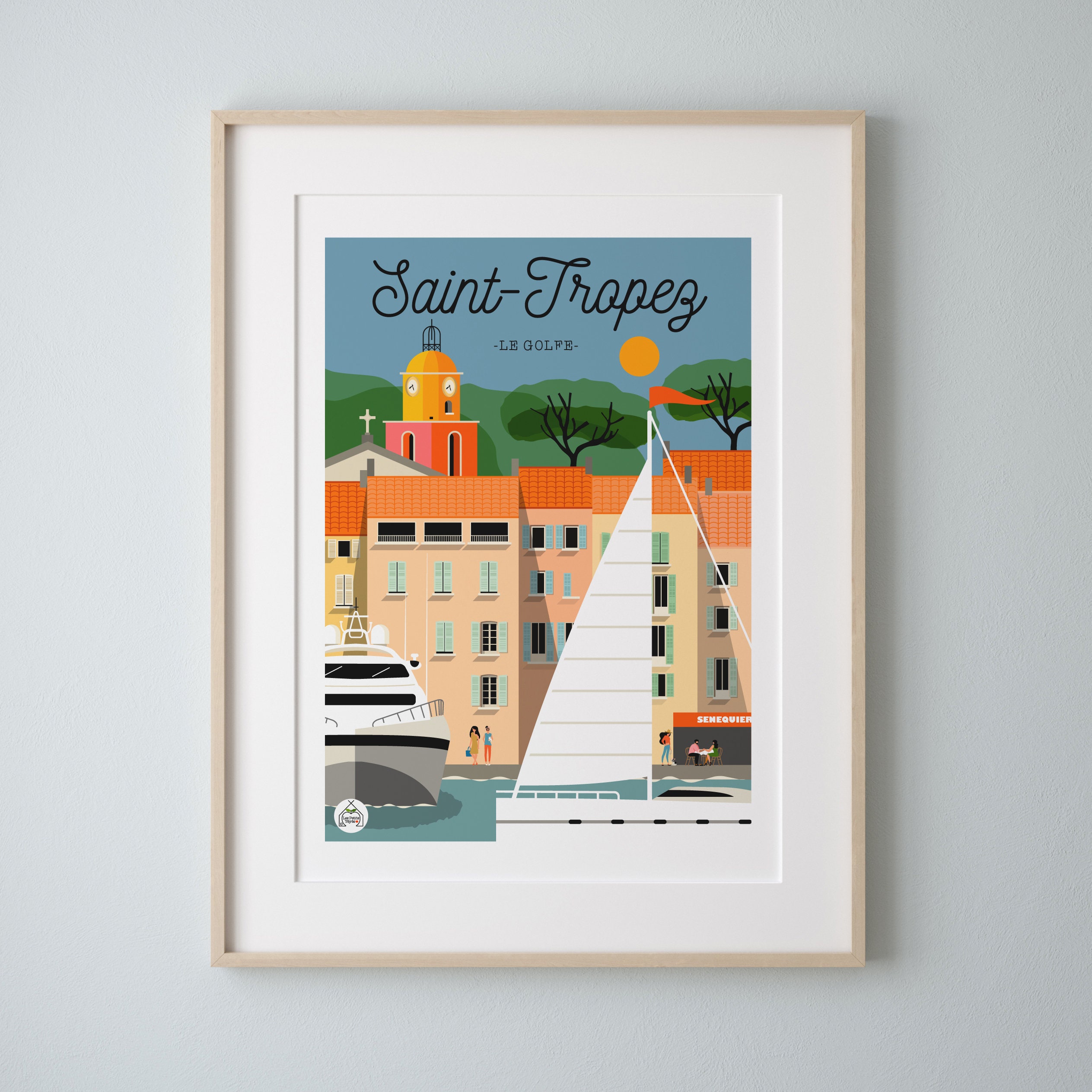 Affiche Saint Tropez Le Golfe 30x40cm. Série Bain de Mer