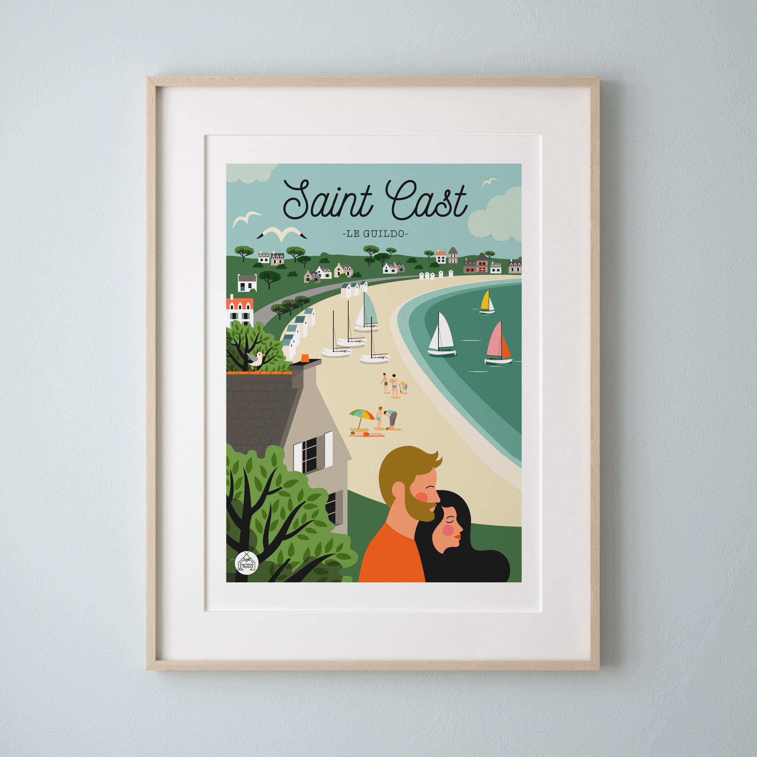 Affiche 30x40cm Saint Cast Le Guildo. Série Bain de Mer