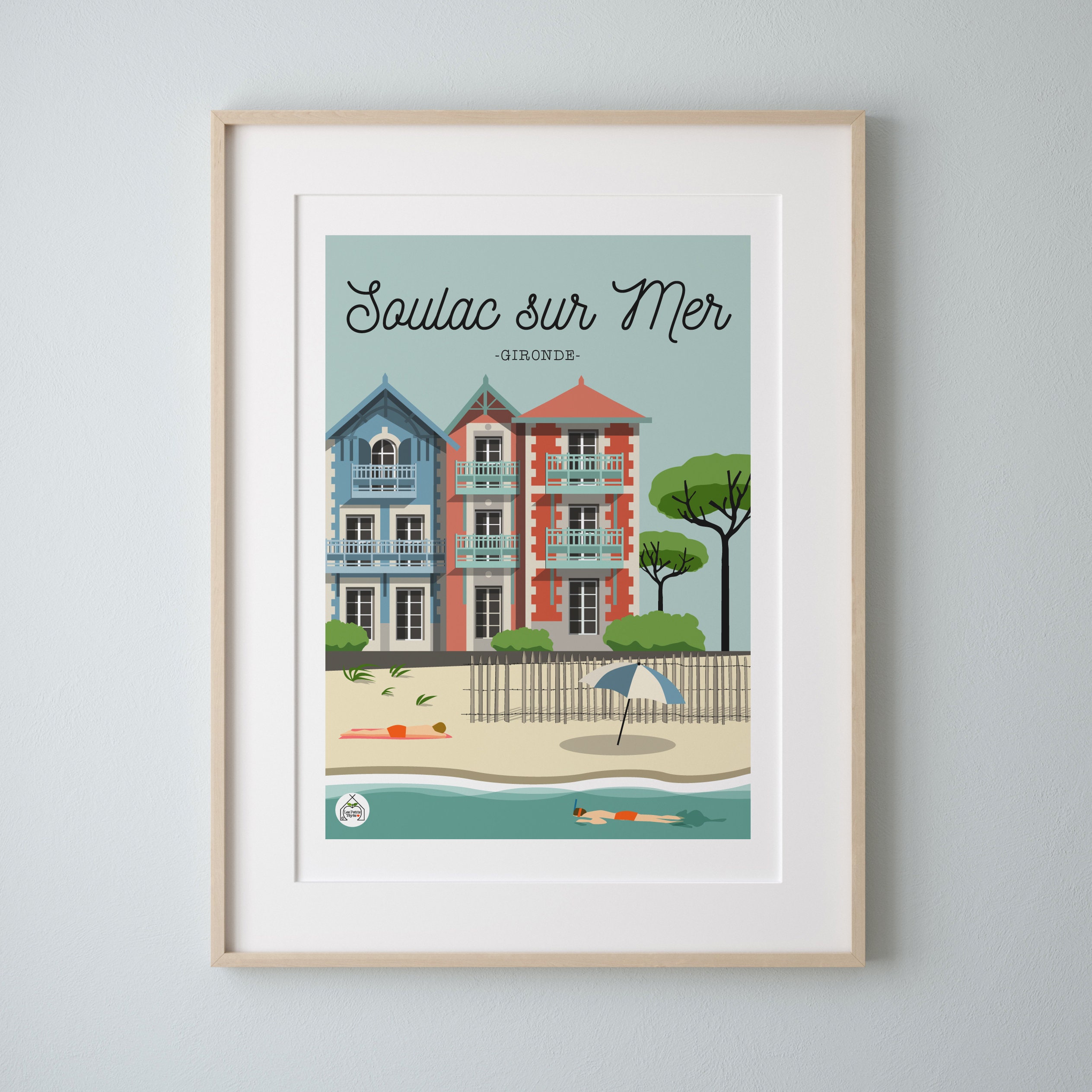 Affiche Soulac sur Mer 30x40cm - Gironde/Série Bain de Mer