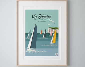 Affiche 30x40 cm LE HAVRE / La Transat. Série Bain de Mer